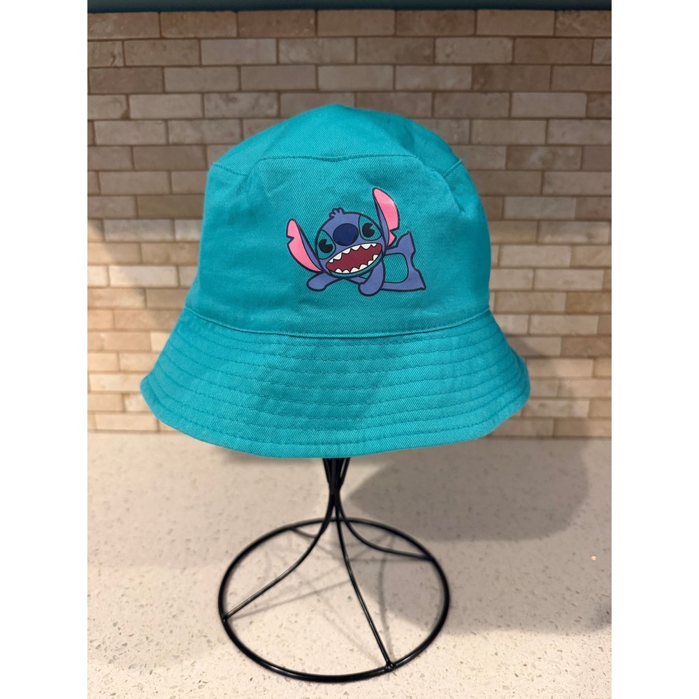 Disney Lilo & Stitch Teal Bucket Hat Turquoise Embroidered Sun Cap Beach Hat